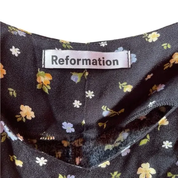 REFORMATION Crimini Slip Dress Posie Floral Print Black Size 6 NWT - Picture 8 of 10